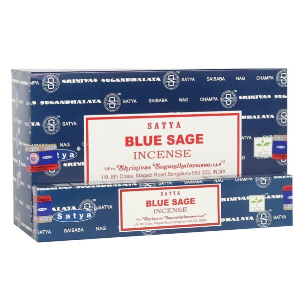 Set of 12 Packets of Blue Sage Incense Sticks by Satya - Aromatherapy