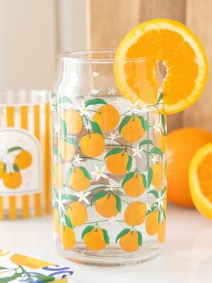 Orange Print Can Glass - Spiritual Home Decor