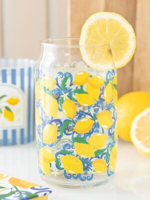 Lemon Print Can Glass - Spiritual Home Decor