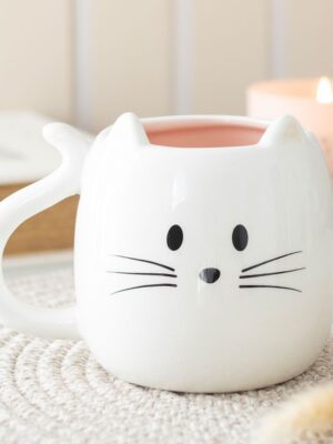 White Cat Shaped Mug - Ceramic Mug