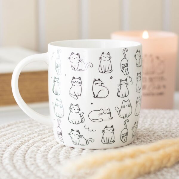 KI_67026.jpg White Happy Cat Print Mug - Ceramic Mug