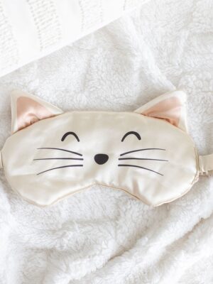 White Cat Face Satin Eye Mask - Spiritual Home Decor