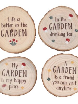 Garden Wood Slice Coaster Set - Spiritual Home Decor
