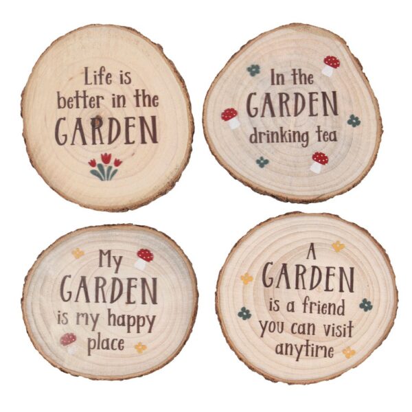 Garden Wood Slice Coaster Set - Spiritual Home Decor