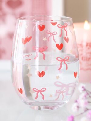 Bow and Heart Print Stemless Glass - Spiritual Home Decor