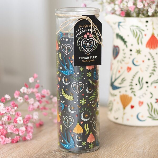 Midnight Bloom Print French Tulip Tube Candle - Aromatherapy