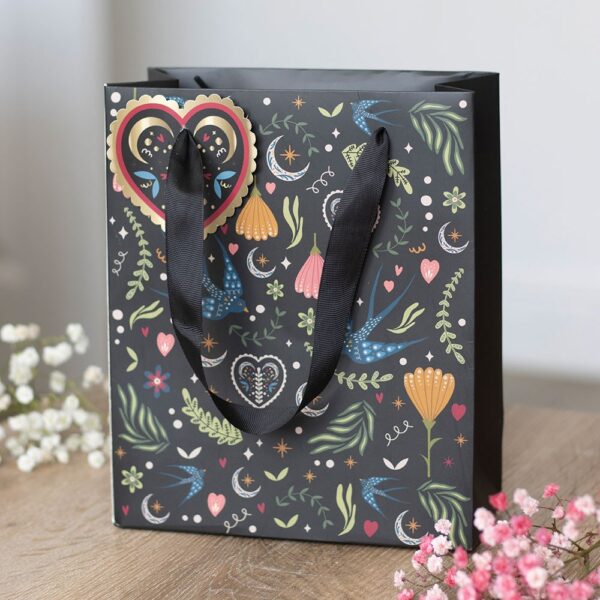 MB_78426.jpg Medium Black Midnight Bloom Print Giftbag - Spiritual Home Decor