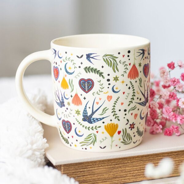MB_99426.jpg Cream Midnight Bloom Print Mug - Ceramic Mug