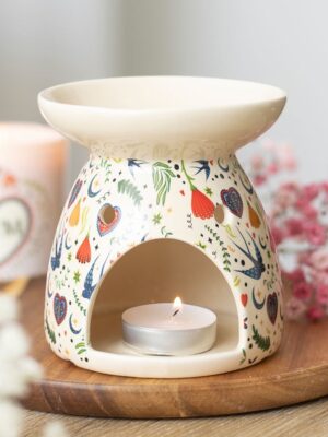 Cream Midnight Bloom Print Oil Burner - Aromatherapy