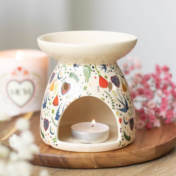 Cream Midnight Bloom Print Oil Burner - Aromatherapy