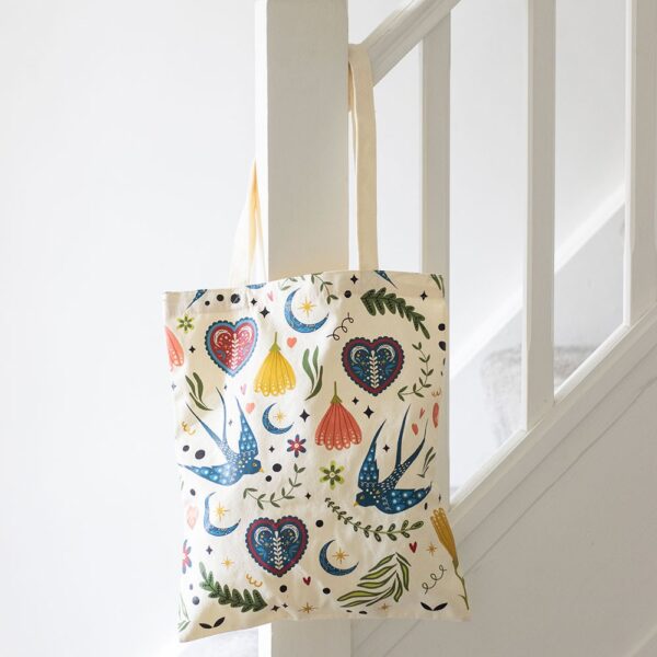 MB_99726.jpg Cream Folk Print Polycotton Tote Bag - Spiritual Home Decor