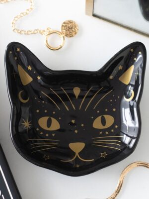 Magick Black Cat Face Trinket Dish - Spiritual Home Decor