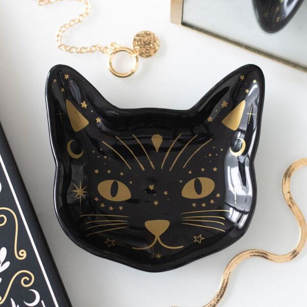 Magick Black Cat Face Trinket Dish - Spiritual Home Decor