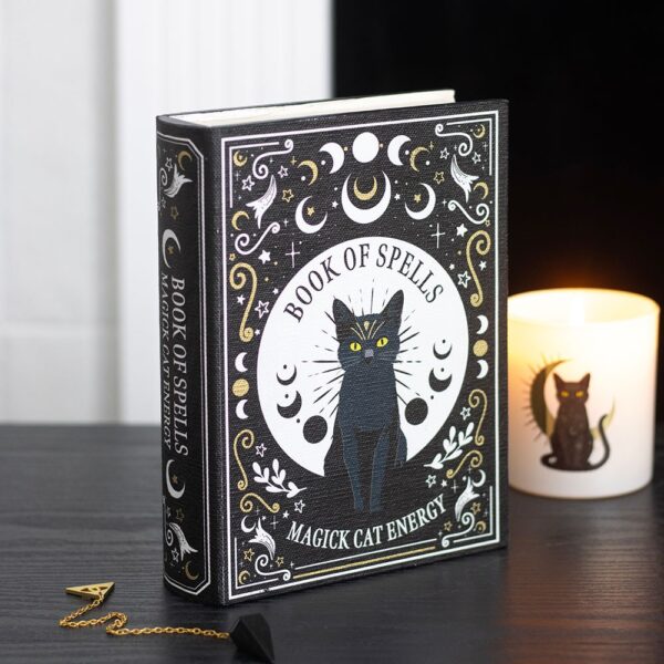 MK_27427.jpg Black Cat Magick Book of Spells Shaped Storage Box - Witchcraft Ritual