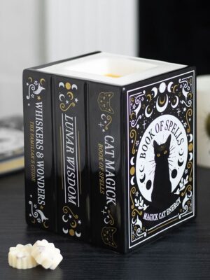 MK_58127.jpg Black Cat Book of Spells Oil Burner and Wax Warmer - Book Decor
