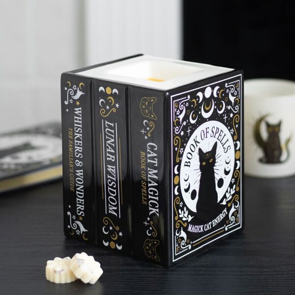 Black Cat Book of Spells Oil Burner and Wax Warmer - Book Decor