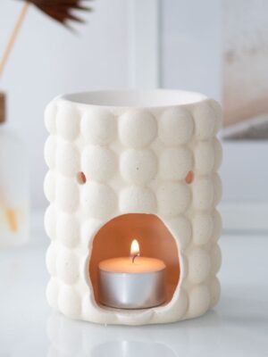 Cream Speckle Bubble Oil Burner and Wax Warmer - Spiritual Home Decor