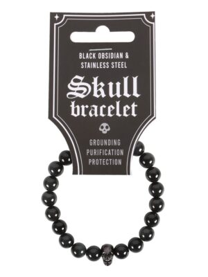 Black Obsidian Skull Bracelet - Crystal Healing