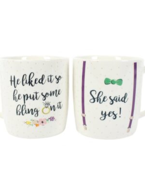 Set of 2 She Said Yes Mugs - Ceramic Mug