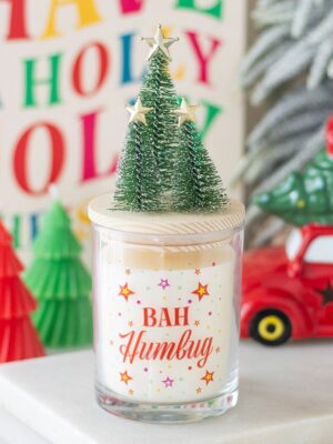 Bah Humbug Orange & Clove Glass Candle with Tree - Aromatherapy