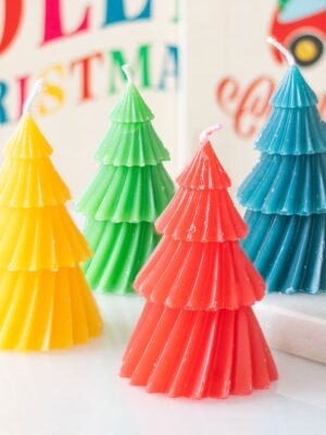 Set of 4 Colourful Christmas Tree Candles - Spiritual Home Decor