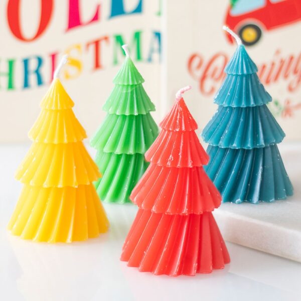 Set of 4 Colourful Christmas Tree Candles - Spiritual Home Decor