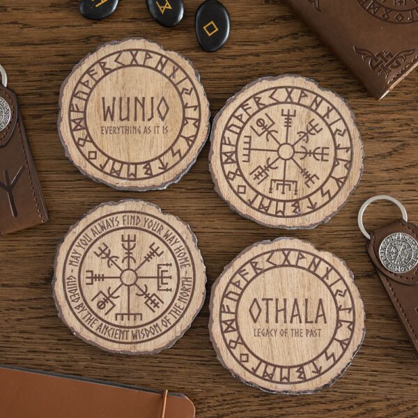 NM_39226.jpg Set of 4 Norse Mythology Wood Slice Coasters - Spiritual Home Decor
