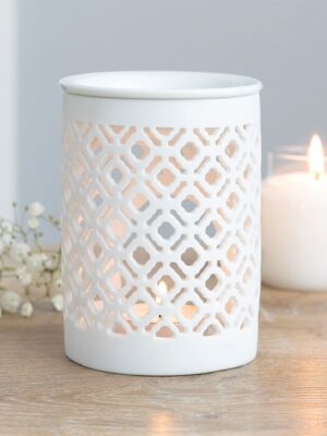 Matte Lattice Cut Oil Burner - Spiritual Home Decor
