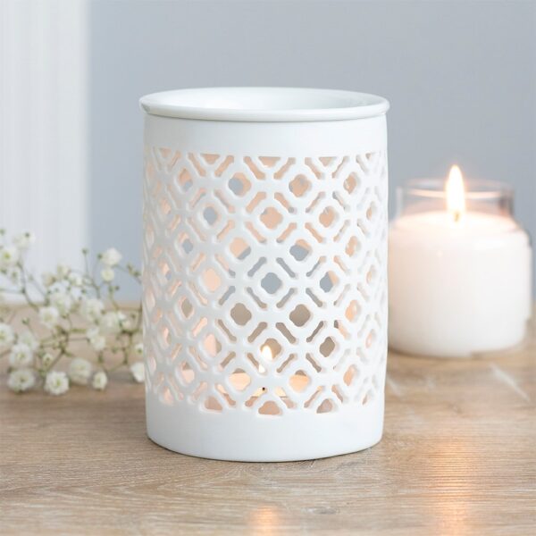 Matte Lattice Cut Oil Burner - Spiritual Home Decor