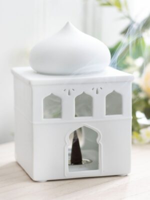 Off White Mosque Oil Burner and Incense Cone Holder - Aromatherapy