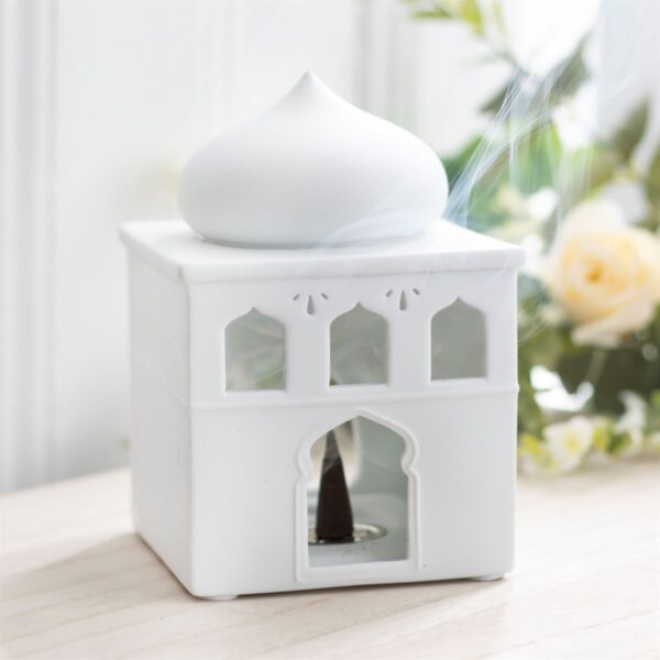 Off White Mosque Oil Burner and Incense Cone Holder - Aromatherapy