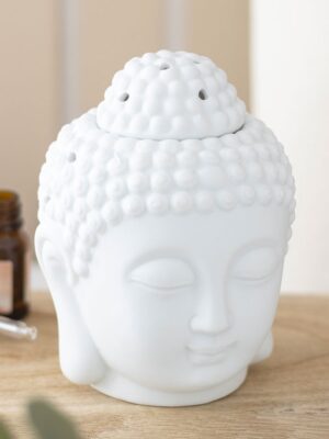 White Buddha Head Oil Burner - Meditation Decor
