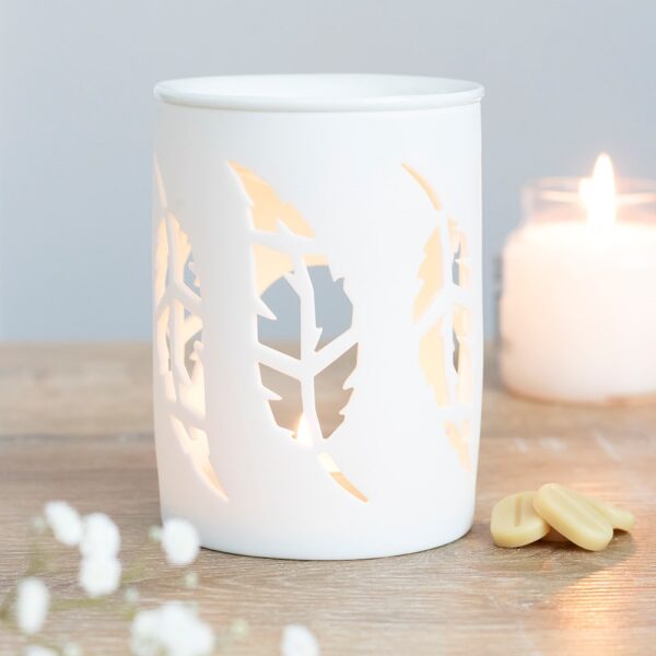 OB_34530.jpg White Feather Cut Out Oil Burner - Spiritual Home Decor