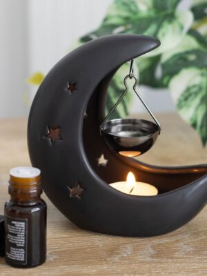 OB_44825.jpg Black Crescent Moon Hanging Oil Burner - Spiritual Home Decor