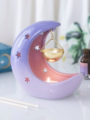 Purple Pastel Crescent Moon Hanging Oil Burner - Aromatherapy
