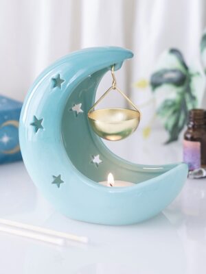 Blue Pastel Crescent Moon Hanging Oil Burner - Aromatherapy