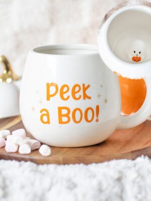 Peekaboo Ghost Rounded Mug - Ceramic Mug