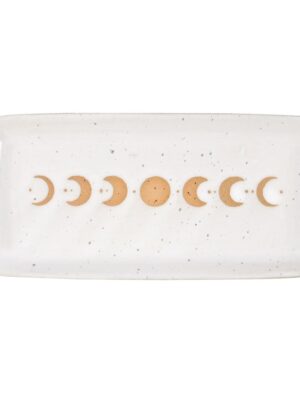 17cm Moon Phase Ceramic Trinket Tray - Spiritual Home Decor