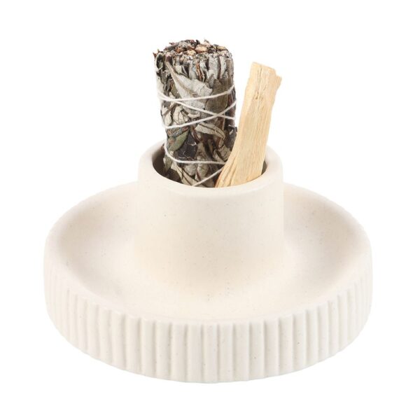 Cream Ribbed Smudge Bowl - Spiritual Home Decor