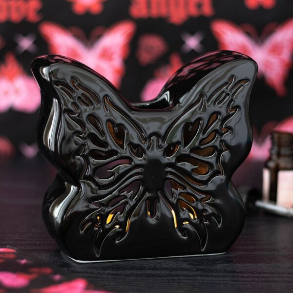 RE_48226.jpg Black Cut-Out Butterfly Oil Burner - Aromatherapy