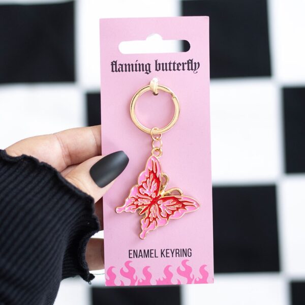 RE_49426.jpg Flaming Butterfly Keyring - Spiritual Home Decor