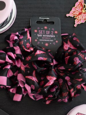 Set of 2 Rebel Butterfly and Checkerboard Hair Scrunchies - Spiritual Home Decor