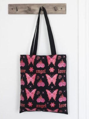 Flaming Butterfly Print Polycotton Tote Bag - Spiritual Home Decor