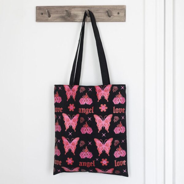RE_49726.jpg Flaming Butterfly Print Polycotton Tote Bag - Spiritual Home Decor
