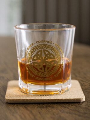 RL_78927.jpg Celtic Shield Knot Lowball Glass with Coaster - Spiritual Home Decor