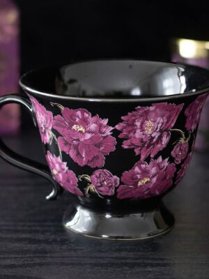 Dark Romance Floral Print Teacup - Gothic Decor