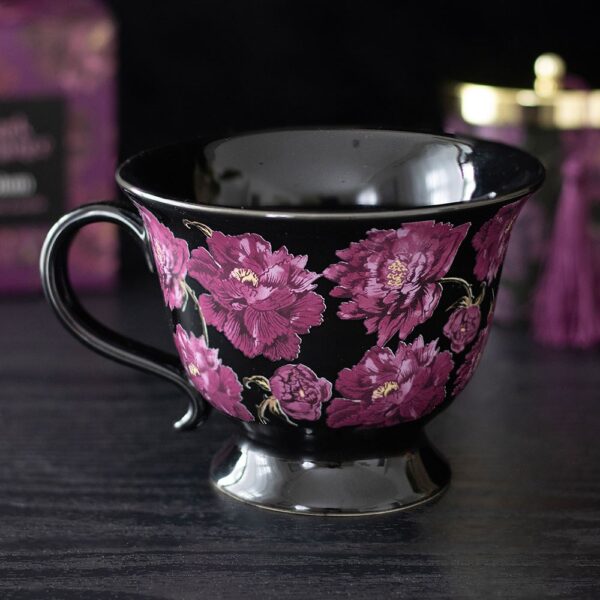 Dark Romance Floral Print Teacup - Gothic Decor