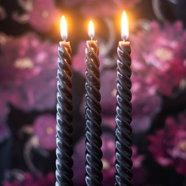 Set of 3 Dark Romance Twist Taper Candles - Aromatherapy
