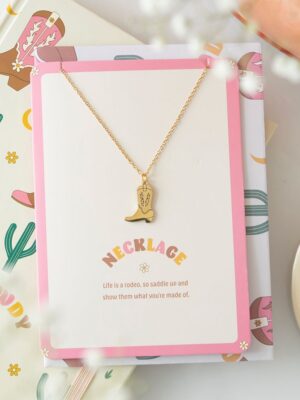 Cowboy Boot Necklace on Greeting Card - Jewelry