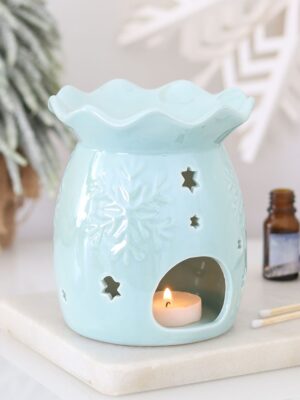 Iridescent Blue Snowflake Oil Burner and Wax Warmer - Spiritual Home Decor